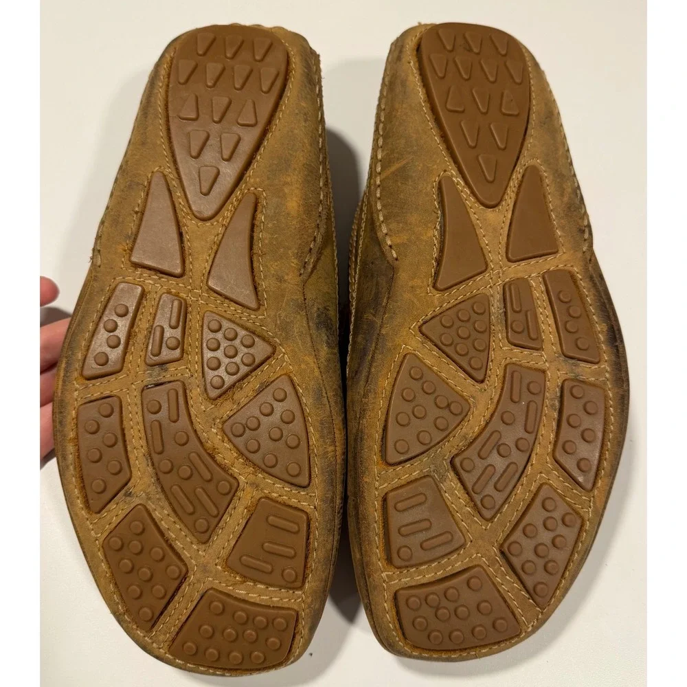 Bed Stu Mens Distressed Brown Leather Driving Loafers Penny Slip On Shoes 10.5
